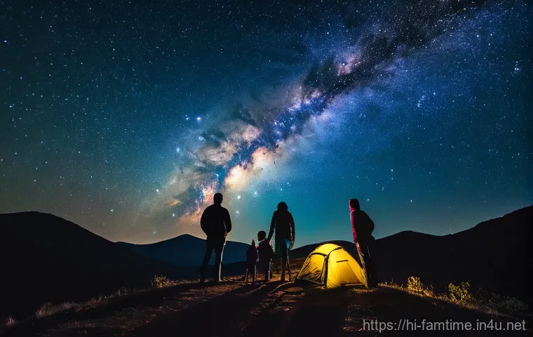 가족과 함께하는 별자리 관찰 - Here are three detailed image prompts in English, adhering to all the specified guidelines: