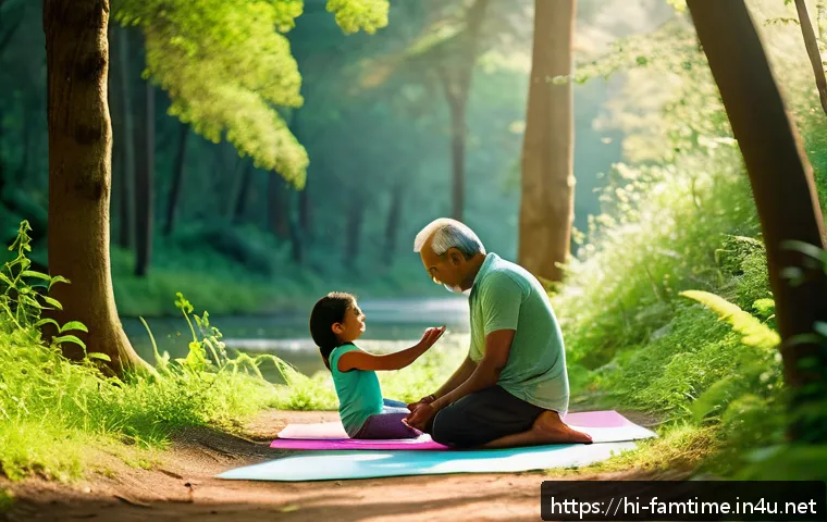 부모님과 함께하는 웰니스 여행 - A warm, intimate scene of a middle-aged Indian couple and their adult child enjoying a wellness jour...